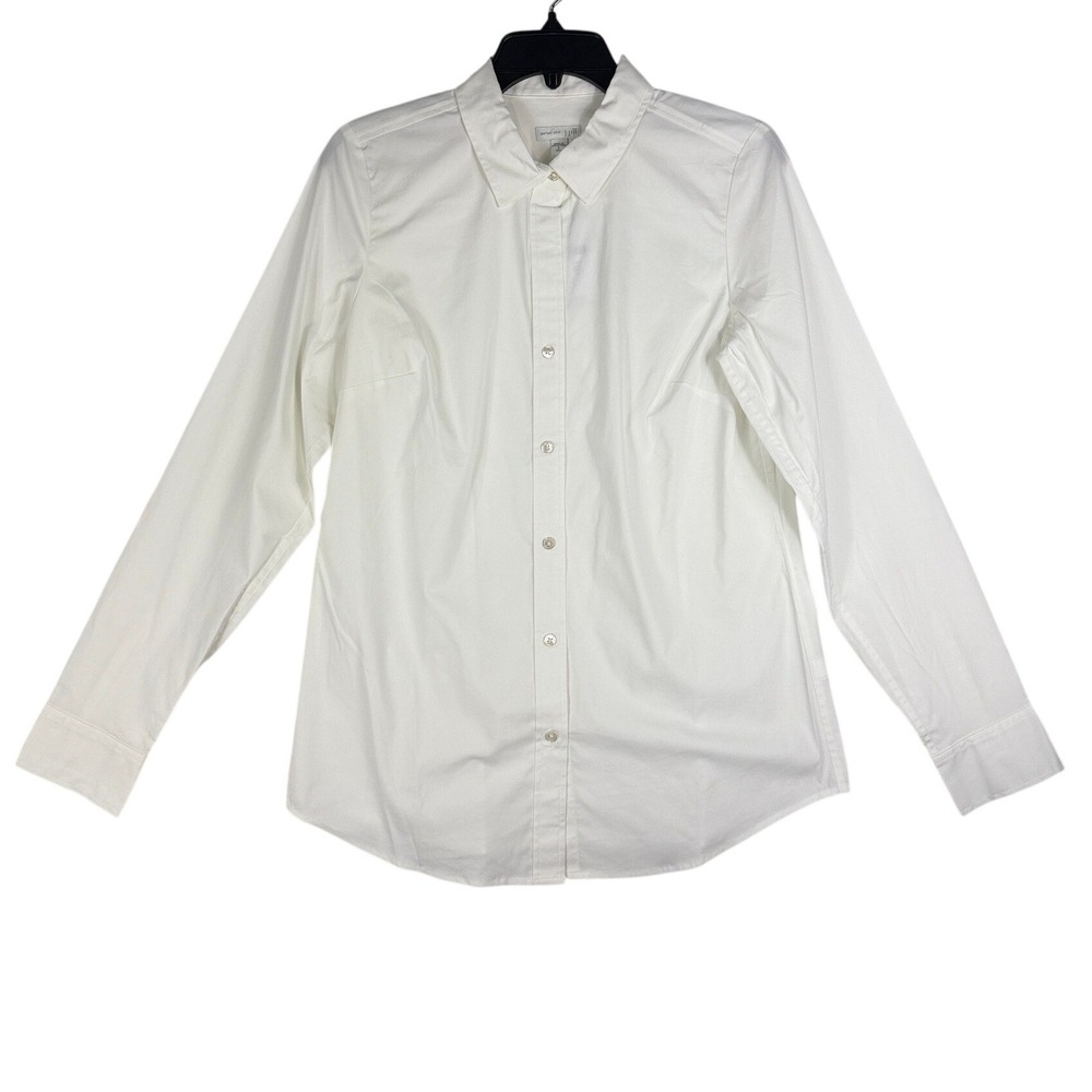 J. Jill Perfect Shirt Women Small Tall White Button Down Long Sleeve Stretch NWT